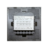 کلید ریموتدار 4 پل مشکی شیشهای، کنترل چهار چراغ به طور همزمان با ریموت. مناسب اتوماسیون خانگی و فضاهای مدرن با عملکرد حرفهای.